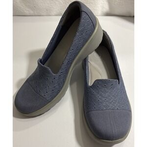 Bzees Galaxy Washable Slip-On Loafers Blue Eyelet Comfort Shoes Women's 10W